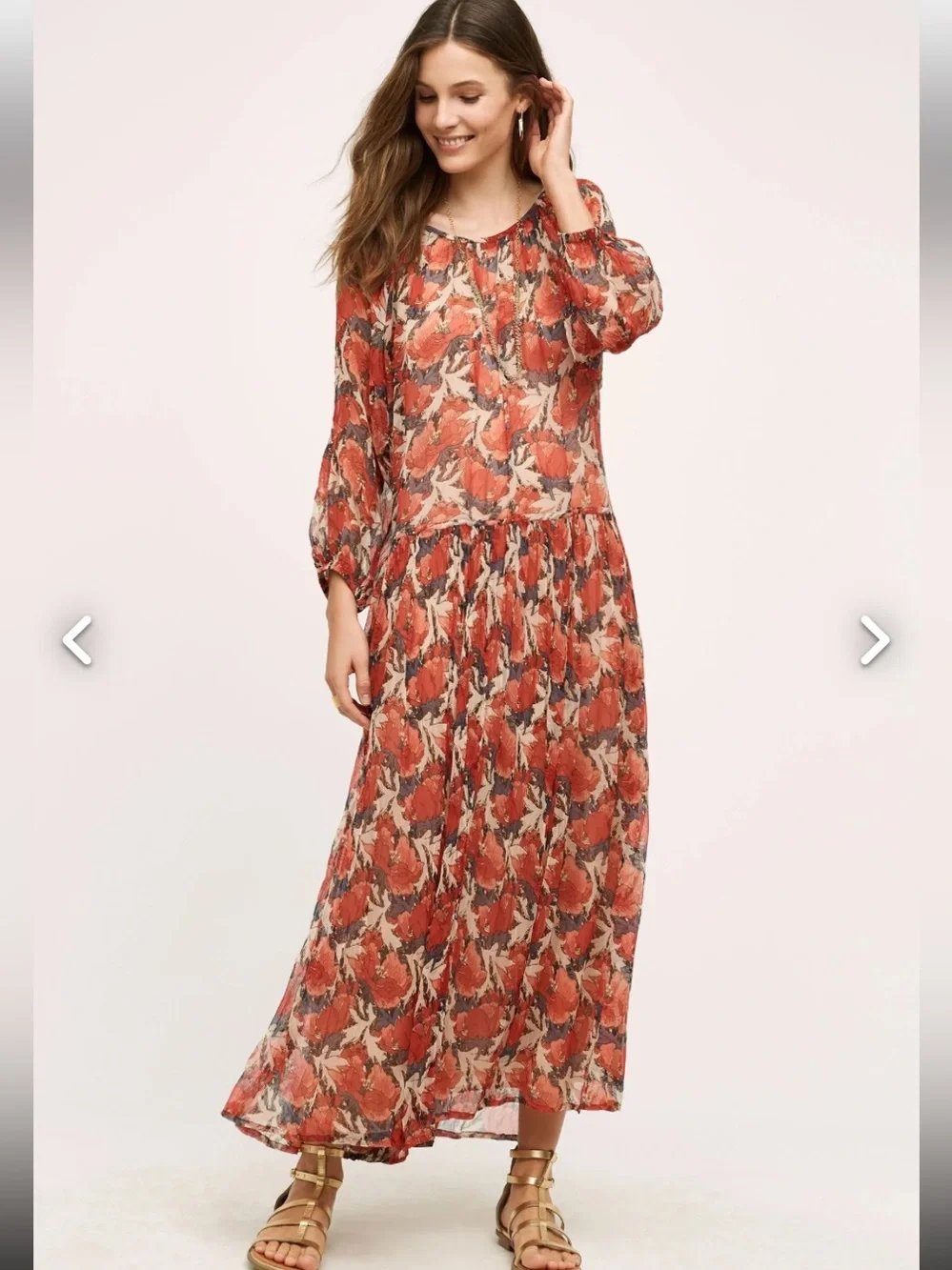 Anthropologie Mes Demoiselles Red Floral Maxi Dress - Picture 2 of 12